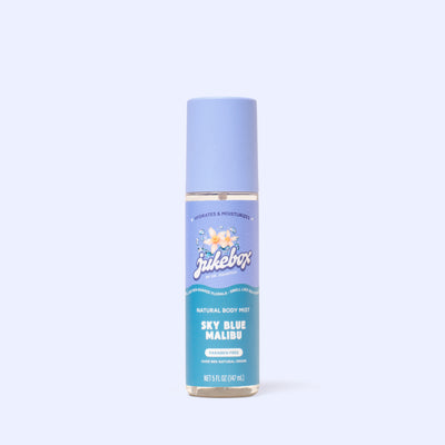 Juicebox Sky Blue Malibu natural body mist on a white background