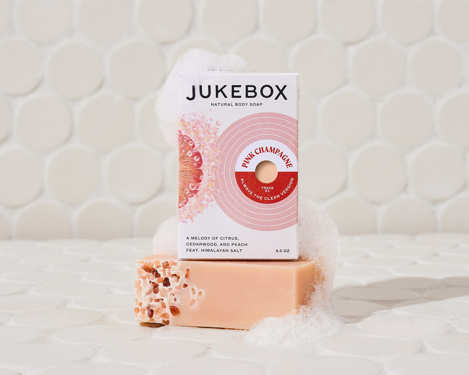 Pink Champagne Bar Soap with Soap Suds